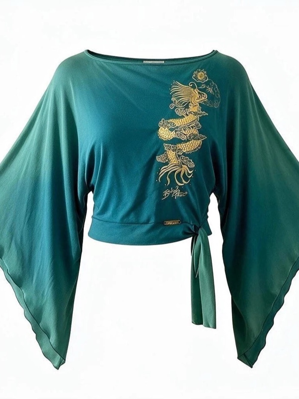 NWOT Baby Phat Dragon Embroidered Crop Top in Green Size Large